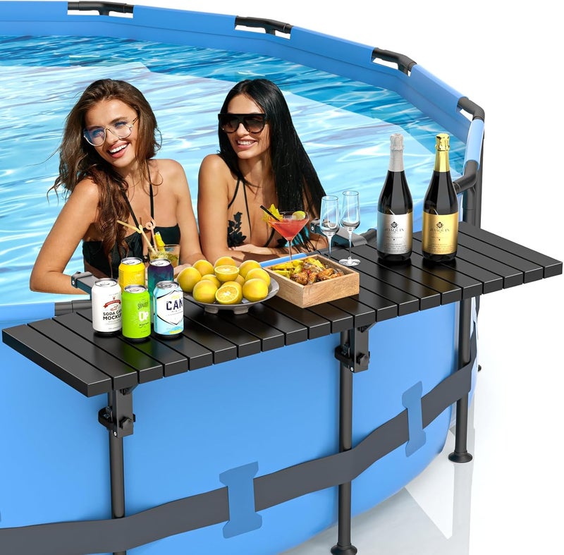 BoYata Pool Bar, Above Ground Pool Side Bar, 49.4× 9.6" Aluminum Pool Side Table Holds up to 110LBS, Swim Up Bar Fits Top Rails 4.48" or Less, Frame Above Ground Round & Oval Swimming Pool Accessories - Image 1